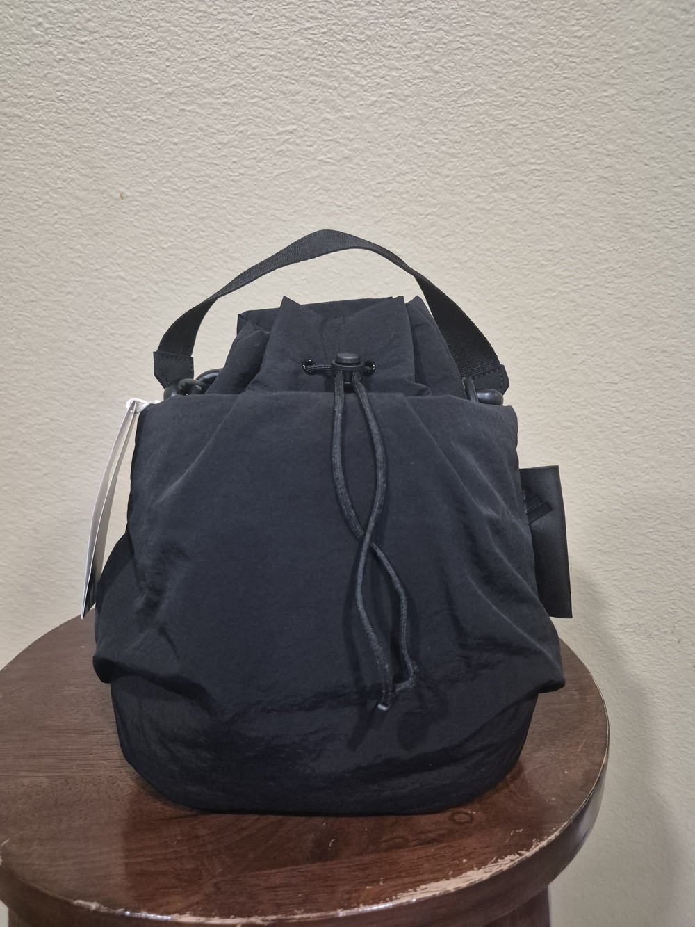 Adidas Women's Black Drawstring Nylon Bucket Bag